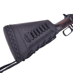 Leather Rifle Shoulder Strap / Gun Recoil Buttstock / Gun Stock Cover With Rife Ammo Holder Sling .357 .30-30 For Righty Hunter
