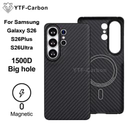 YTF-carbon Luxury Real Kevlar Case for Samsung Galaxy S26 Ultra/S26Plus/S26, Aramid Fiber Magnetic MagSafe Cover