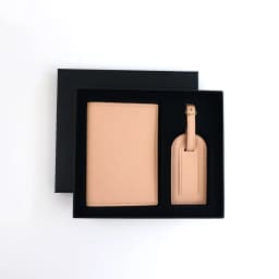 Customized Name Set, Unisex Safiano PU Leather Passport Holder and Luggage Tag Gift Box