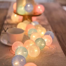 10/20LED Cotton Balls String Lights Garland Fairy Light Christmas Decorations for Home Room Outdoor Wedding Garden Patio Lights