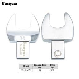 Fanyaa Square Drive 9x12 Open End Wrench Interchangeable Torque Head, Individual Crowfoot Wrench Full Polish 7-19mm