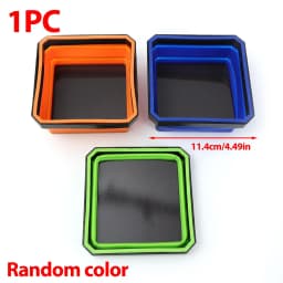 4.5Inch Magnetic Parts Tray Square Silicone Foldable Collapsible Suction Bowls Storage Holder for Bolts Nuts Washers Pins Screw