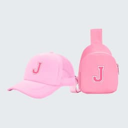 2pcs children's 26-letter printed truck driver hat and chest bag set, lightweight all-in-one visor, suitable for girls' daily
