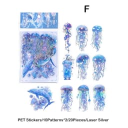 20pcs/pack Stickers Ice Crystal Laser Butterfly Laser Gold DIY Decorative Scrapbooking Material Collage Sticker Journal