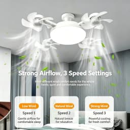 Smart LED Ceiling Fan Light 48W Energy Efficient with Remote Control 3 Speed Options 2/4H Timer for Living Room Bedroom E27