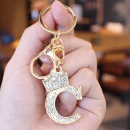 26 Initial Letter Rhinestone Keychain For Women Charm Crystal Crown Gold Plated Key Ring Bag Car Key Chains DIY Accessoreis