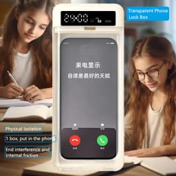 Transparent Phone Lock Box with Display Screen Self-Discipline Device Smart Timer Phone Lock Box for Student Phone Time Manager