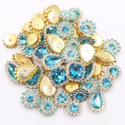 50pcs Mixed Sunflower Claw Sew On Rhinestones Trim Shiny Crystal Stones Glass Beads Gold Flatback Sewing Rhinestones for Clothes