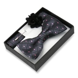 Classic High Quality Bow Tie Set Box Gift For Men Fashion Elegant Bowtie Handchief And Brooch Set Wedding Business Accessories