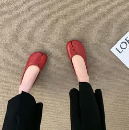 Korean Style Horse-Shoe Split-Toe Ballet Shoes Women's Flat Mary Jane Shoes Slip-On Pig's Trotters Versatile Grandma Flat Loafer