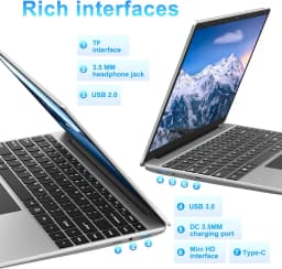 14 Inch 64 Bit Windows 10 Laptops PC EZbook S5 Computer 6GB LPDDR4 RAM 128GB SSD ROM 1080p FHD N4020 CPU with 4-Core Processor