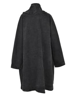 [EAM] Loose Fit Black Denim Big Size Sweatshirt New High Collar Long Sleeve Women Big Size Fashion Spring Autumn 2026 1K166