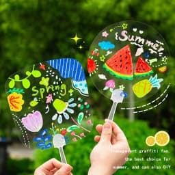 5Pcs Plastics Transparent Blank Fan Children DIY Stage Performance Hand Fan Decor For DIY Craft Make Hand Graffiti Fan