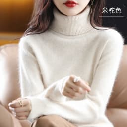 Autumn and winter women's high neck pullover 100% pure mink cashmere sweater knitted soft fashion warm women's clothing