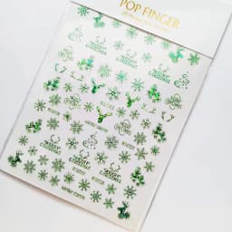 Sliver Bronzing 3D Christmas Nail Art Decoration Sticker Sparkly White Colorful Glitter Geometry Snowflake Winter Slider Foil