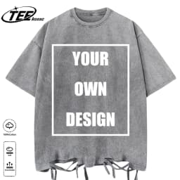 Custom Your Logo Print Summer Cool Snow Wash T-Shirt Cotton Casual Loose Short Sleeve Fashion Retro Tee Soft Couple Streetwear