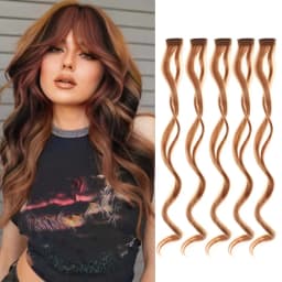 5 pcs/set 18 Inch Colored Clip In Hair Extensions Long Curly Synthetic Highlight Hairpieces Colorful Streak Hair For Women