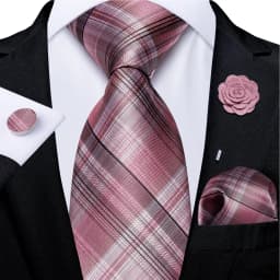 Floral Pink Ties For Men Wedding Party Man Tie Handkerchief Brooch Cufflinks Set Men Accessories Gravata