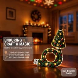 Christmas Projector Light USB Powered Christmas Night Lights With 6 Holiday Patterns Flexible Tree Lamp For Bedroom Ceiling