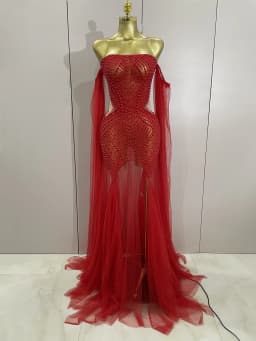 Elegant Sparkly Rhinestone White Pearl Sexy Strapless Mesh Long Dress Wedding Guest Gowns Luxury Birthday Evening Party Dress