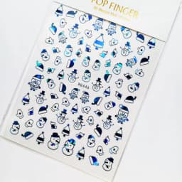Sliver Bronzing 3D Christmas Nail Art Decoration Sticker Sparkly White Colorful Glitter Geometry Snowflake Winter Slider Foil