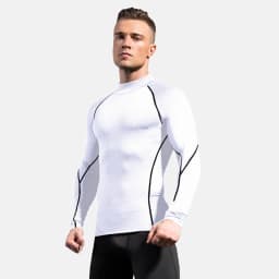 Men's High neck Long Sleeve Compression Shirts Cool Dry Sun Protection Sports Tights Undershirts Running Gym Tops