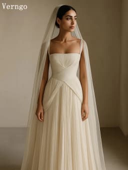 Verngo Simple A Line Wedding Dress Pleat Classy Bridal Gowns Women Elegant Zipper Beach Bride Dresses Customized
