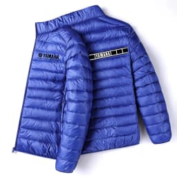 Men Yamaha Racing Graphic Light Puffer Jacket Stand Collar Zip Up Warm Motorcycle Biker Windproof Coat Winter Casual Outerwear