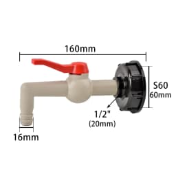 S60 Coarse Thread IBC Tank Tap Elbow PE Pipe Connector X 16mm 1/2'' 3/4'' Water Coupling Garden Hose Faucet Connector