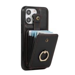 For iPhone 18/17e/16/15/14 Pro Max Plus Case Wallet with Card Holder, 360°Rotation Finger Ring Holder Kickstand, RFID Blocking