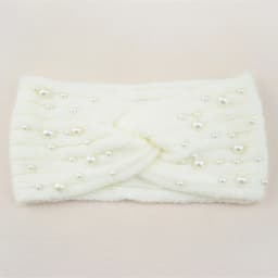 Pearl Headband Winter Ear Warmer Knitted Cross Headwrap Turban Wide Brim Headwear for Women Girls Fashion Hair Accessories