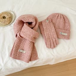 Winter Warm Knitted Hat Scarf Gloves Women's Windproof Adult Three-piece Set Scarves Solid Color Fashion Korean Hats for Women
