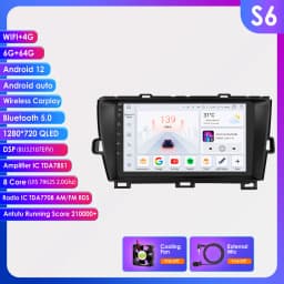 Hizpo 8G+128G Android 13 For Toyota Prius 3 2009 - 2015 Car Radio Multimedia Video Player GPS Navi Stereo Carplay Auto Stereo BT