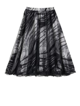 [EAM] High Elastic Waist Black Dot Printed Mesh Spliced A-line Half-body Skirt Women Fashion Tide New Spring Autumn 2026 1DJ0329
