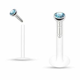 4X 2/2.5/3mm Crystal Push In Acrylic Labret Ring Monroe Lip 6/8/10/12mm Bar Flat Back Ear Stud Flexible Piercing 16g