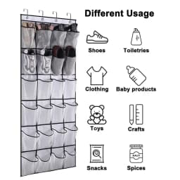 12/24 Grid Over The Door Shoe Rack with Large Mesh Pockets Hanging Shoe Organizer for Closet Hanging Shoe Rack Holder Hanger