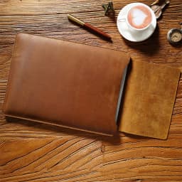 Designer Cowhide Quilted Computer Laptop Cover Custom Leather Laptop Sleeves Bag Case For 12" 13" 14" Macbook Pro