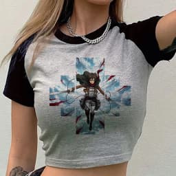 Attack on Titanic cropped top women goth graphic anime grunge japan shirt graphic cutecore jojifuku party meme