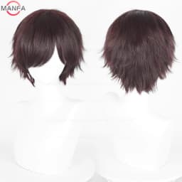 Anime 30cm Short Straight Cosplay Wig Black White Green Brown Purple Blue Gray Red Gold Man Women Heat Resistant Synthetic Hair