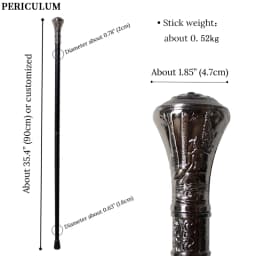 Vintage Antique Silver Alloy Walking Cane with Embossed Eagle Head Round Handle Detachable Stick Cosplay Prop for Men And Women
