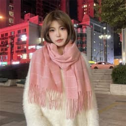 Tassel Plaid Wool Scarf Cashmere Shawl Solid Color Long Shawl Korean Style Scarves Wool Scarves Winter Cashmere Scarves Student