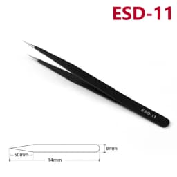 ESD Anti-Static Stainless Steel Tweezers Precision Maintenance Industrial Repair Curved Tool Home Working