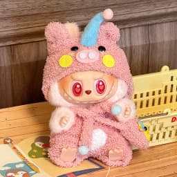 17cm Mini Doll'S Clothes Outfit Accessories for Labubu V1 V2 Striped Overalls Cool Handsome Clothing Gift