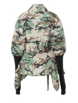 [EAM] Camouflage Knitting Irregular Cotton-padded Coat Long Sleeve Loose Fit Women Parkas Fashion New Autumn Winter 2026 7AB2058