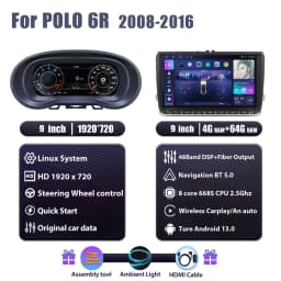 Wowuseful Digital Dashboard Cluster For VW Polo 6R 08-16ys VENTO crossfox 15 Navigation Radio Android Player Map Paneel Cockpit