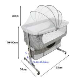 3-in-1 Baby Co-Sleeping Crib with Mattress, Baby Bed, Folding Newborn Crib with Adjustable Height, Incline, Wheels with Brake