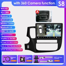 Hizpo 2 Din Android 13 For Mitsubishi Outlander 3 2012-2018 Car Multimedia Player Stereo CarPlay Navigation GPS Octa Core 7862