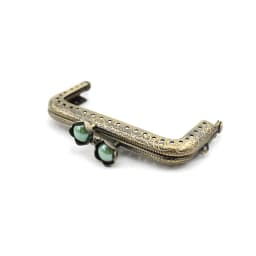 10pcs 8.5cm Lotus Head Beads Bronze Flat Edges Square Metal Purse Frame Handle for Clutch Bag Accessories Making Kiss Clasp