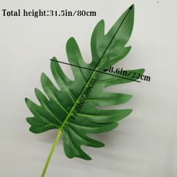 31in Large Fake Tropical Monstera Plants Artificial Palm Tree Plastic Leaf Water Plant for Office Desk Home Garden Greenery Deco