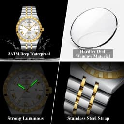 POEDAGAR Luxury Man Watch Waterproof Luminous Week Date Wristwatch For Men Stainless Steel Fashion Quartz Men's Watches+Box Gift